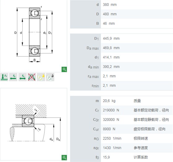 61876M軸承數(shù)據(jù)