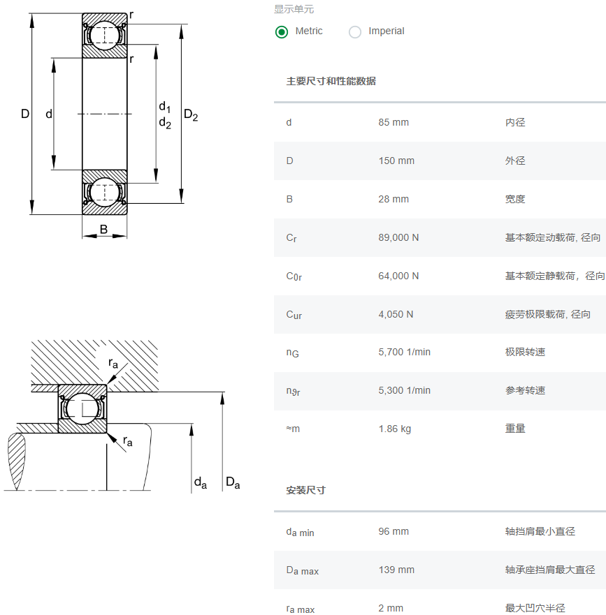 FAG深溝球軸承6217.2ZR