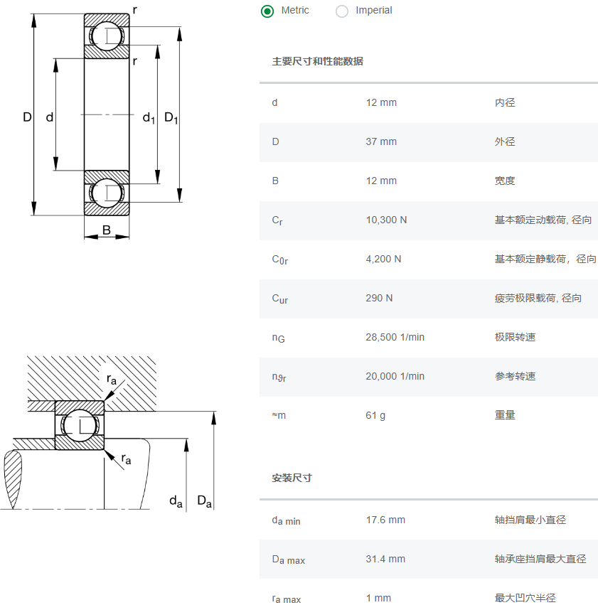 FAG深溝球軸承6301