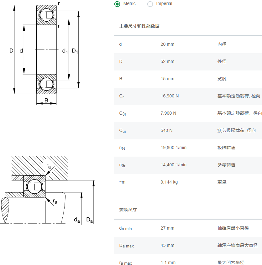 FAG深溝球軸承6304