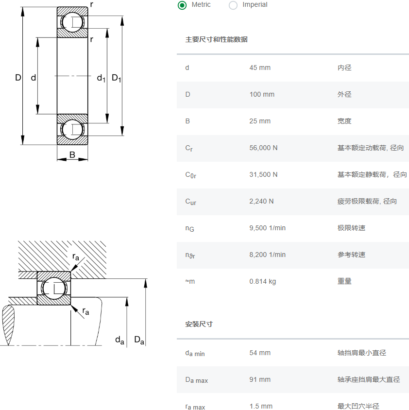 FAG深溝球軸承6309