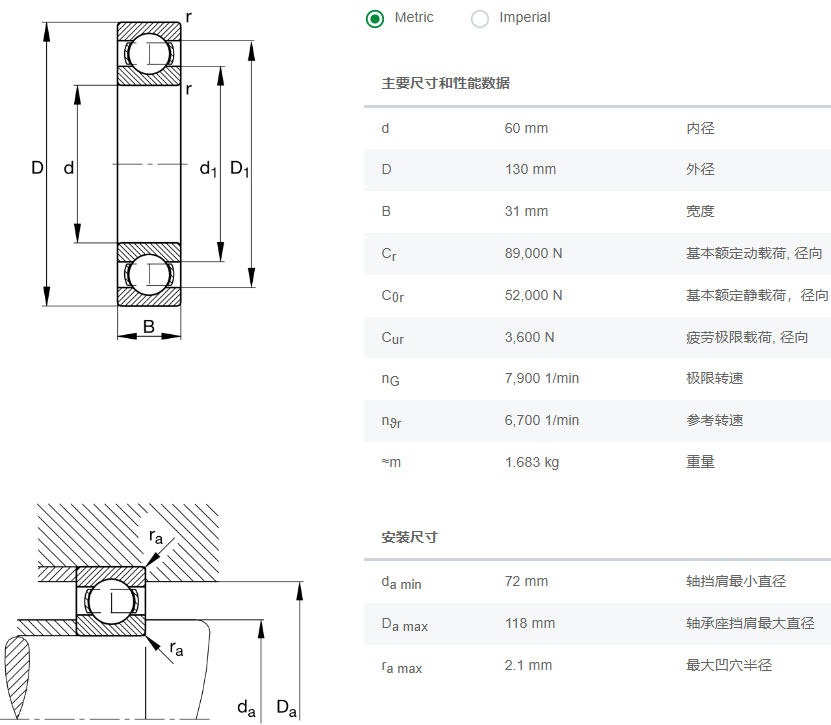 6312.C3軸承數(shù)據(jù)